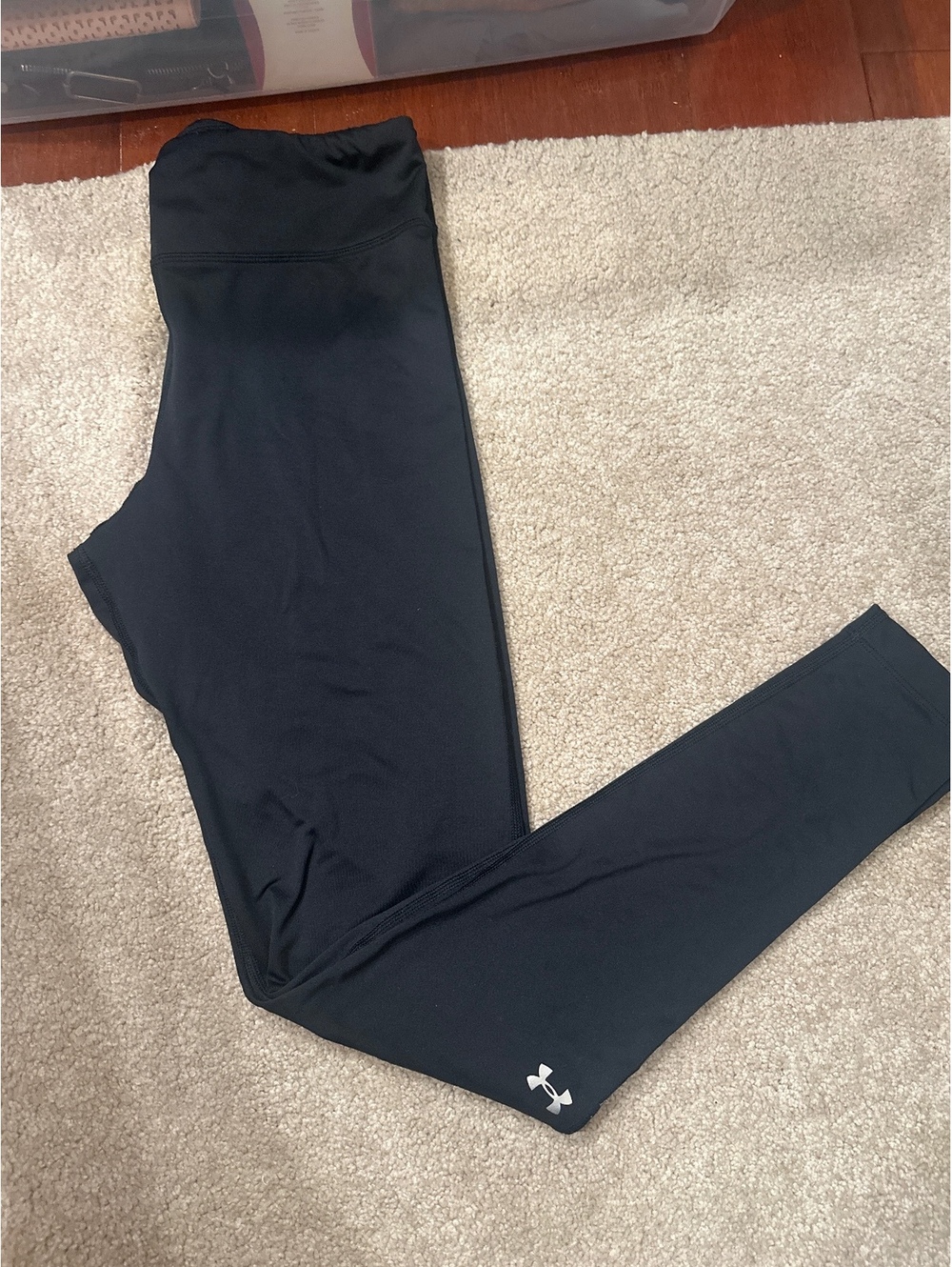 (2)Under Armour Black Athletic Leggings with Logo